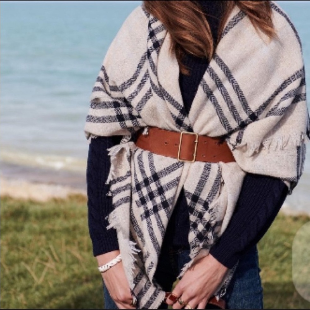 Sezane Echarpe Audrey Plaid Fringe Scarf